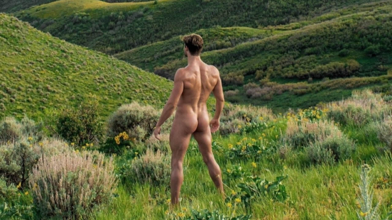 Rearview Fit Guy Naked in the Hills